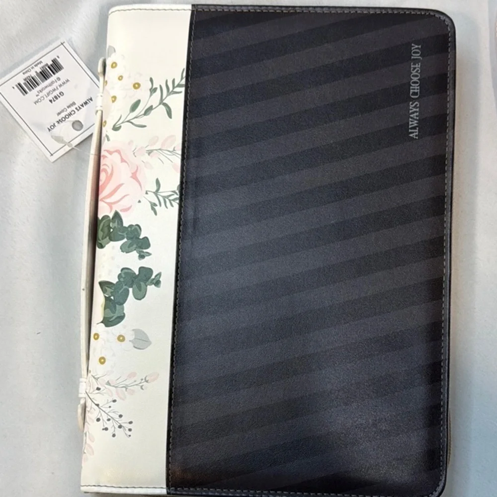 Floral Bible Cover Case with Handle, Zipper, “Always Choose Joy” on back, BNWT